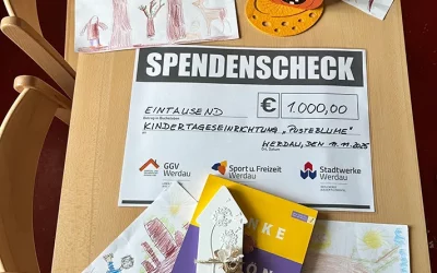 Spendenübergabe an die Kita Pusteblume