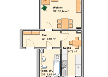 Grundriss - 1-Raum Wohnung in Bahnhofsnähe!