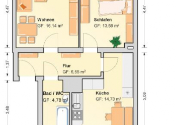 2 Raum Wohnung mit Balkon zu vermieten, 08412 Werdau, Etagenwohnung
