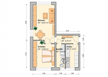 2 Raum Wohnung in Werdau – Ost, 08412 Werdau, Erdgeschosswohnung