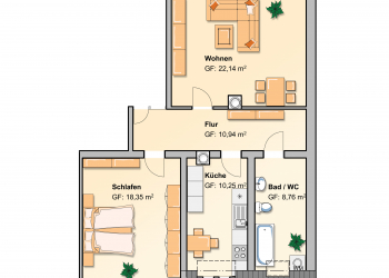 Grundriss - 2-Raum Wohnung in zentraler Lage!!!