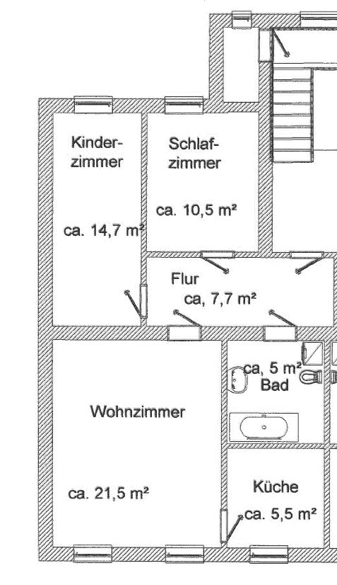 Grundriss - Familienwohnung in der Bahnhofsvorstadt