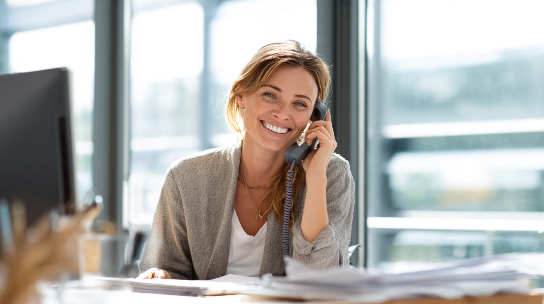 Mitarbeiterin am Service-Telefon