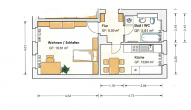 Grundriss - 1-Raum-Wohnung in zentraler Lage!