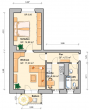 Grundriss - 2-Raum Wohnung mit Balkon
