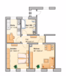 Grundriss - 2 Raum Wohnung mit Küche zu vermieten